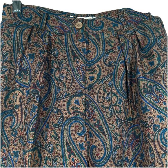 Vintage Talbots Pleated Trousers Pants Women 10 Wool Silk Paisley Office Classic - Picture 4 of 11